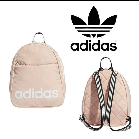 Adidas Mini Backpack Light Pink Glow White Logo Travel Bag NEW - Picture 1 of 8